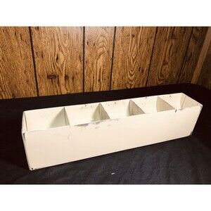 VINTAGE bank Coin Holder Tray Insert 5 Section Tan HEAVY Metal 15 1/2 Inches